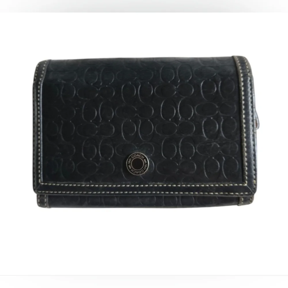 Coach Black Embossed Leather Wallet - Picture 1 of 11